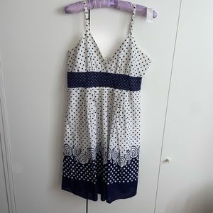 Navy blue and white floral dress